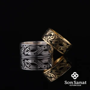 Gravür Sonsuzluk Çift Gümüş Alyans