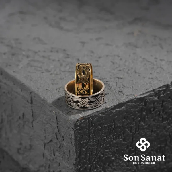 Gravür Sonsuzluk Çift Gümüş Alyans