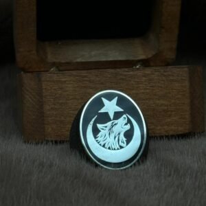 Kumlama Ayyıldız Oval Gümüş Erkek Yüzük