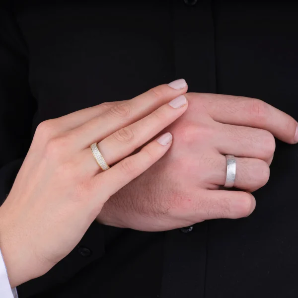 Sade Tasarım Gümüş Çift Alyans