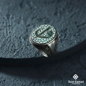 Oval Gravürlü Elif Vav Yüzük Modeli
