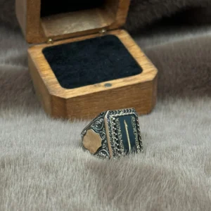 Kare Akik Elif Gümüş Erkek Yüzük