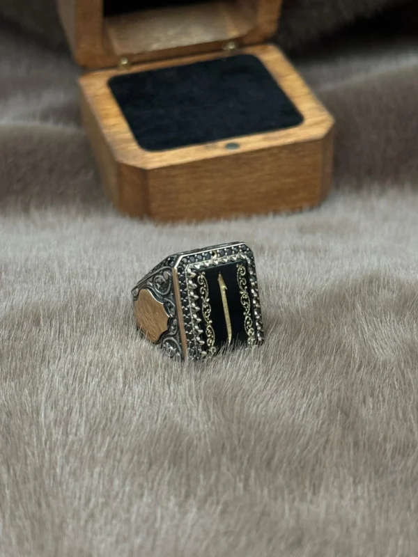 Kare Akik Elif Gümüş Erkek Yüzük