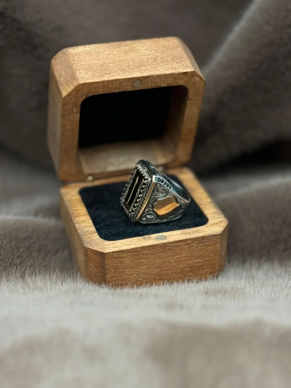 Kare Akik Elif Gümüş Erkek Yüzük