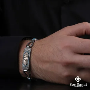 Kare Gravür Gümüş Kartal Bileklik