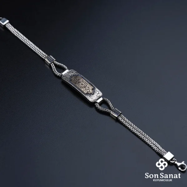 Kare Gravür Gümüş Süleyman Mührü Bileklik