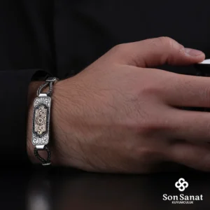 Kare Gravür Gümüş Süleyman Mührü Bileklik