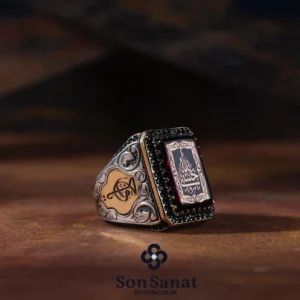 Kare Hasbinallah Gümüş Yüzük