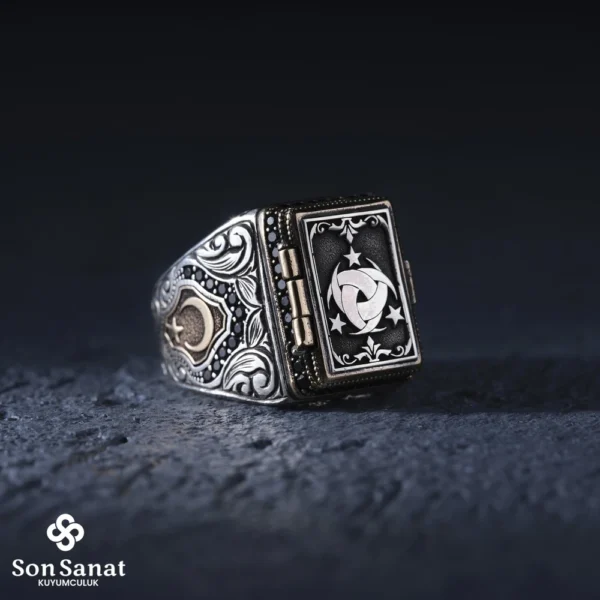 Kare Kapaklı Teşkilat Gümüş Yüzük