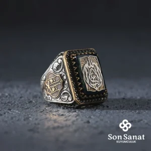Kare La Galibe İllallah Gümüş Yüzük