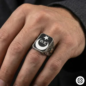 Kare Ayyıldız Gümüş Yüzük