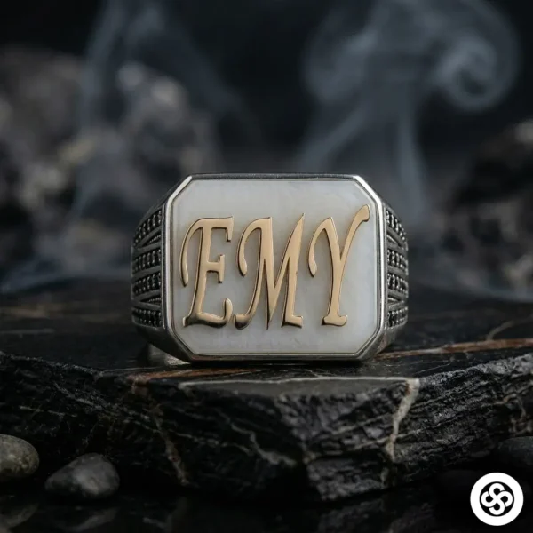 İtalik Mineli İsimli Gümüş Yüzük