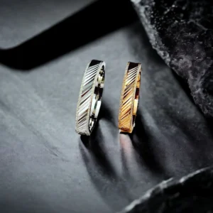 Çizgi Desenli Çift Alyans