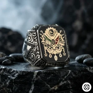 Mineli Devlet Arması Gümüş Yüzük