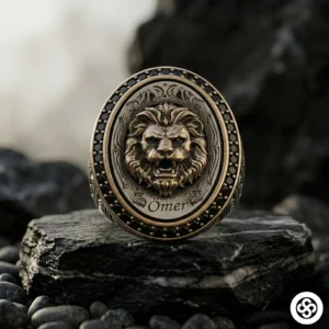 Kalemli Aslan Gümüş Yüzük