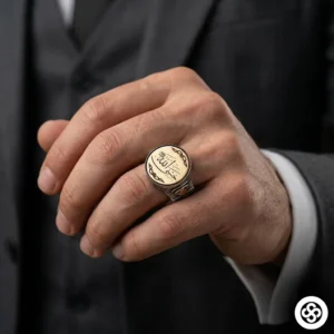 Otantik Hasbinallah Gümüş Yüzük Modeli