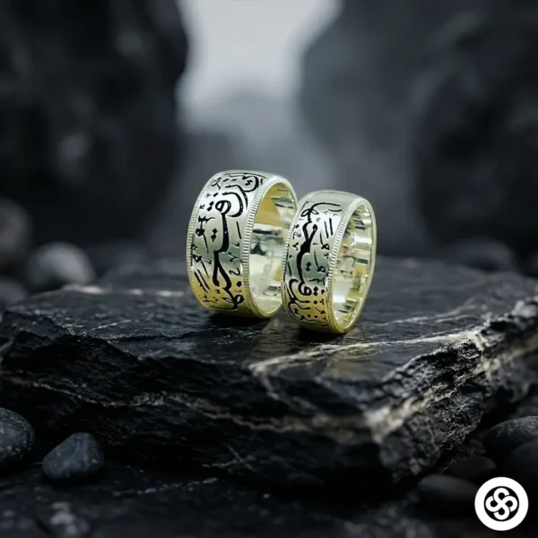 10 mm ve 8 mm Gümüş Çift Alyans