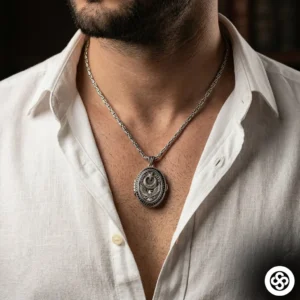 Oval Kapaklı Kurt Madalyon Kolye