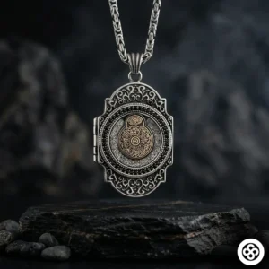 Kapaklı Ayeteli Kürsü Nas Felak Kapaklı Madalyon Kolye