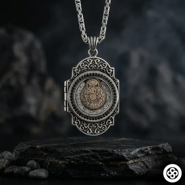 Kapaklı Ayeteli Kürsü Nas Felak Kapaklı Madalyon Kolye