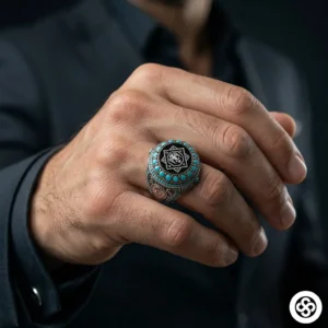 Oğuz Kağan Mührü & Firuze Taşlı Gümüş Yüzük