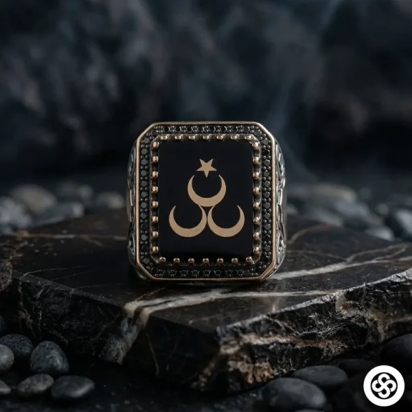 Büyük Kare Üç Hilal Yüzük
