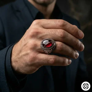 2 Kehribar Gümüş Yarmalı Yüzük