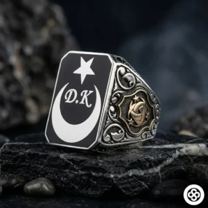 Kare Ayyıldız Gümüş Yüzük