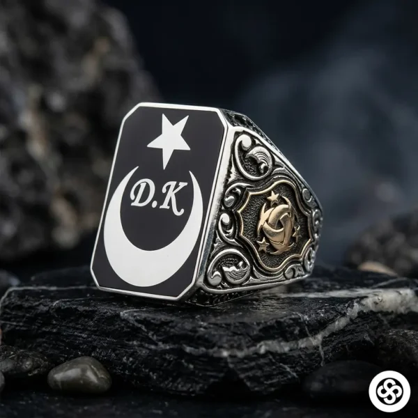 2 Kare Ayyıldız Gümüş Yüzük