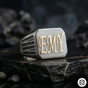 İtalik Mineli İsimli Gümüş Yüzük