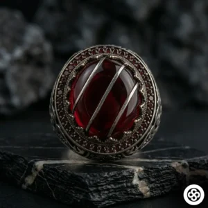 3 Kehribar Gümüş Yarmalı Yüzük