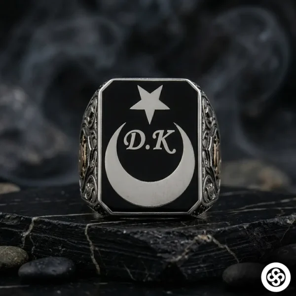 Kare Ayyıldız Gümüş Yüzük