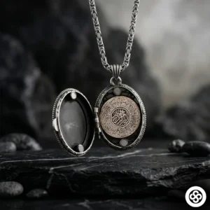 Oval Kapaklı Kurt Madalyon Kolye