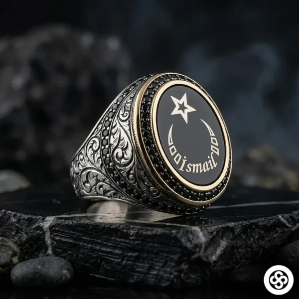 Oval Gravür Gümüş İsimli Yüzük