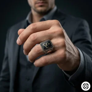 Büyük Kare Üç Hilal Yüzük