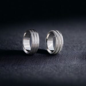 Çizgili Gümüş Çift Alyans