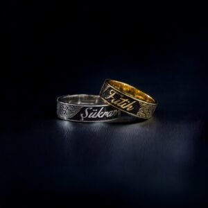 İsimli Motifli Çift Gümüş Alyans