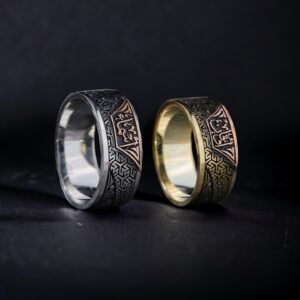 Dualı İşlemeli Gümüş Çift Alyans