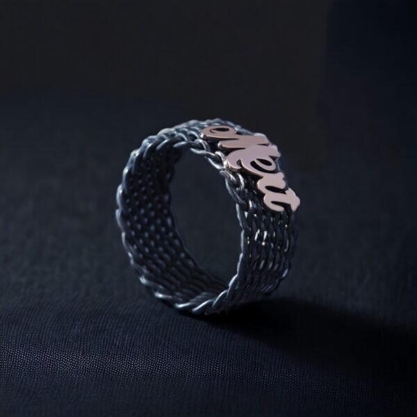 İsimli Örgü Gümüş Alyans