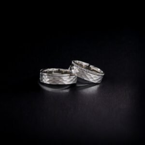 Baklava Desenli Çizgi Çift Gümüş Alyans