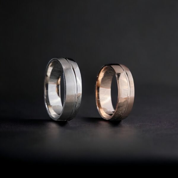 Tek Çizgi Gümüş Çift Alyans