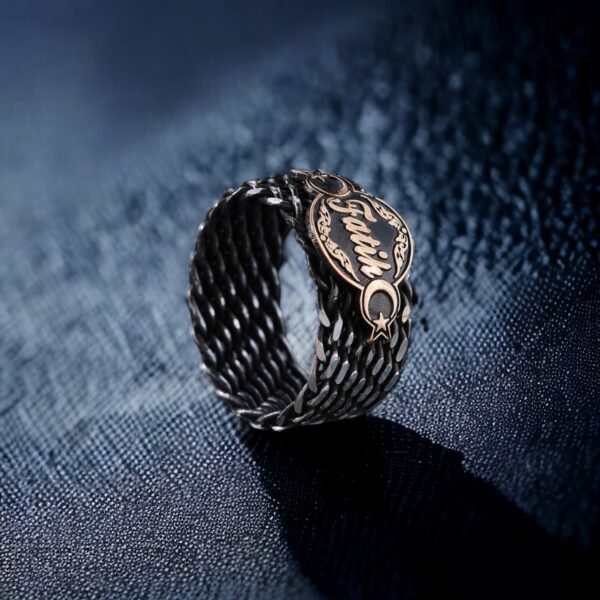 İsimli Örgü Gümüş Alyans