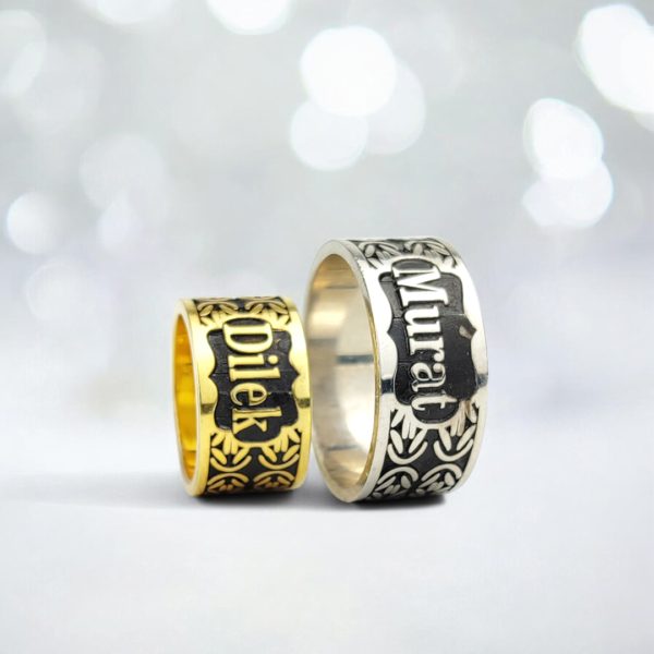 İsimli Gümüş Çift Alyans