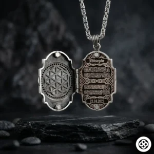 Kapaklı Ayeteli Kürsü Nas Felak Kapaklı Madalyon Kolye