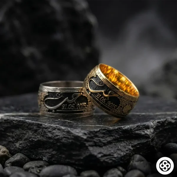 Aşk Yazılı Gümüş Çift Alyans Aşk Yazılı Gümüş Çift Alyans