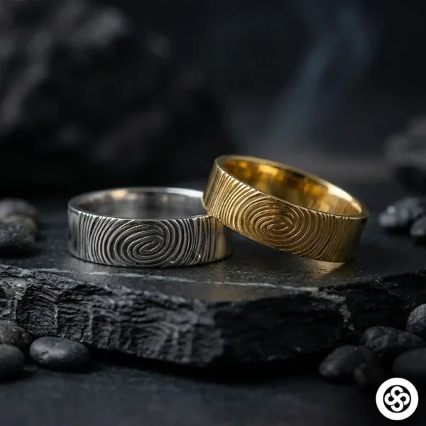  Parmak İzi Gümüş Alyans Set